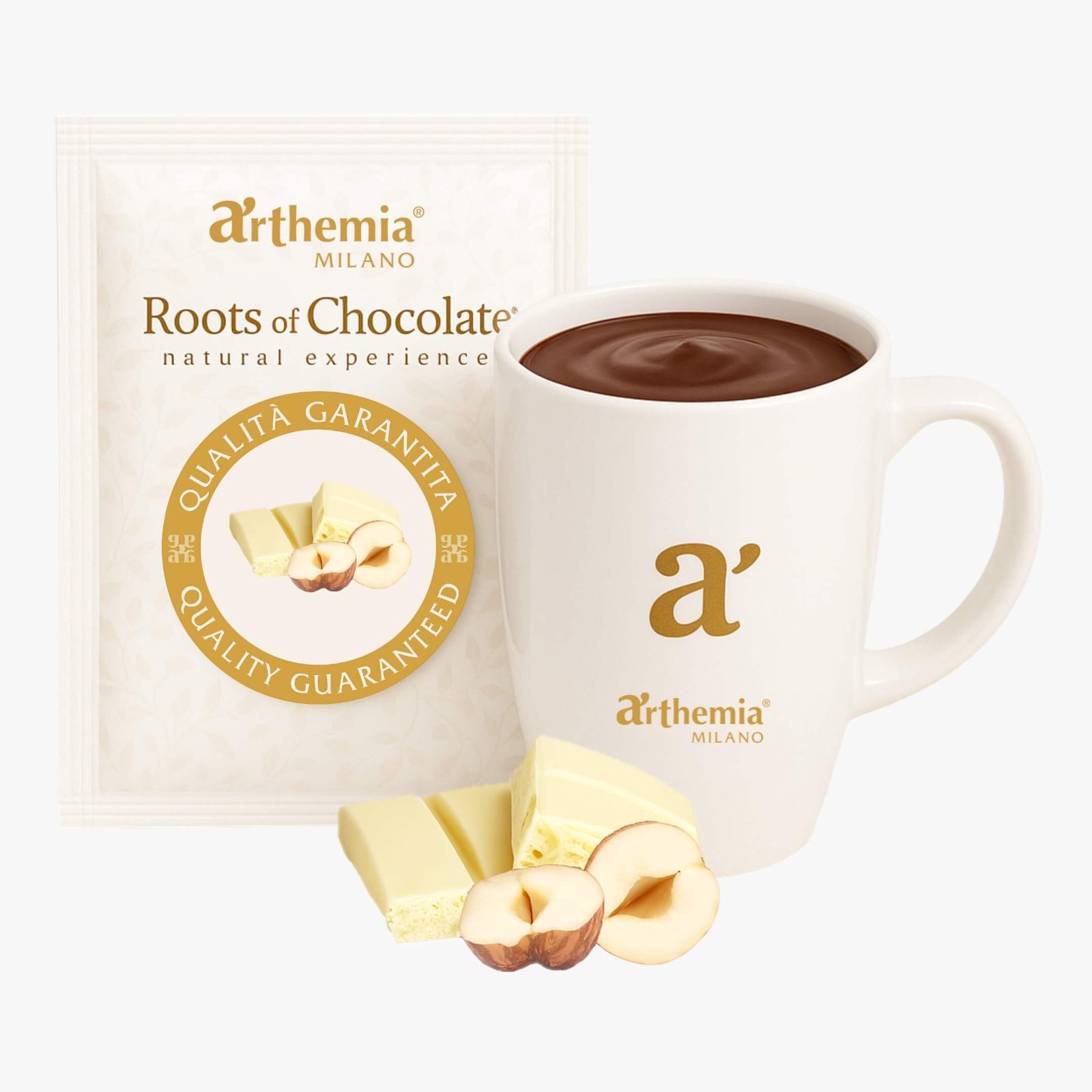 Ciocolată Caldă Albă cu Alune Arthemia - cutie 36 plicuri