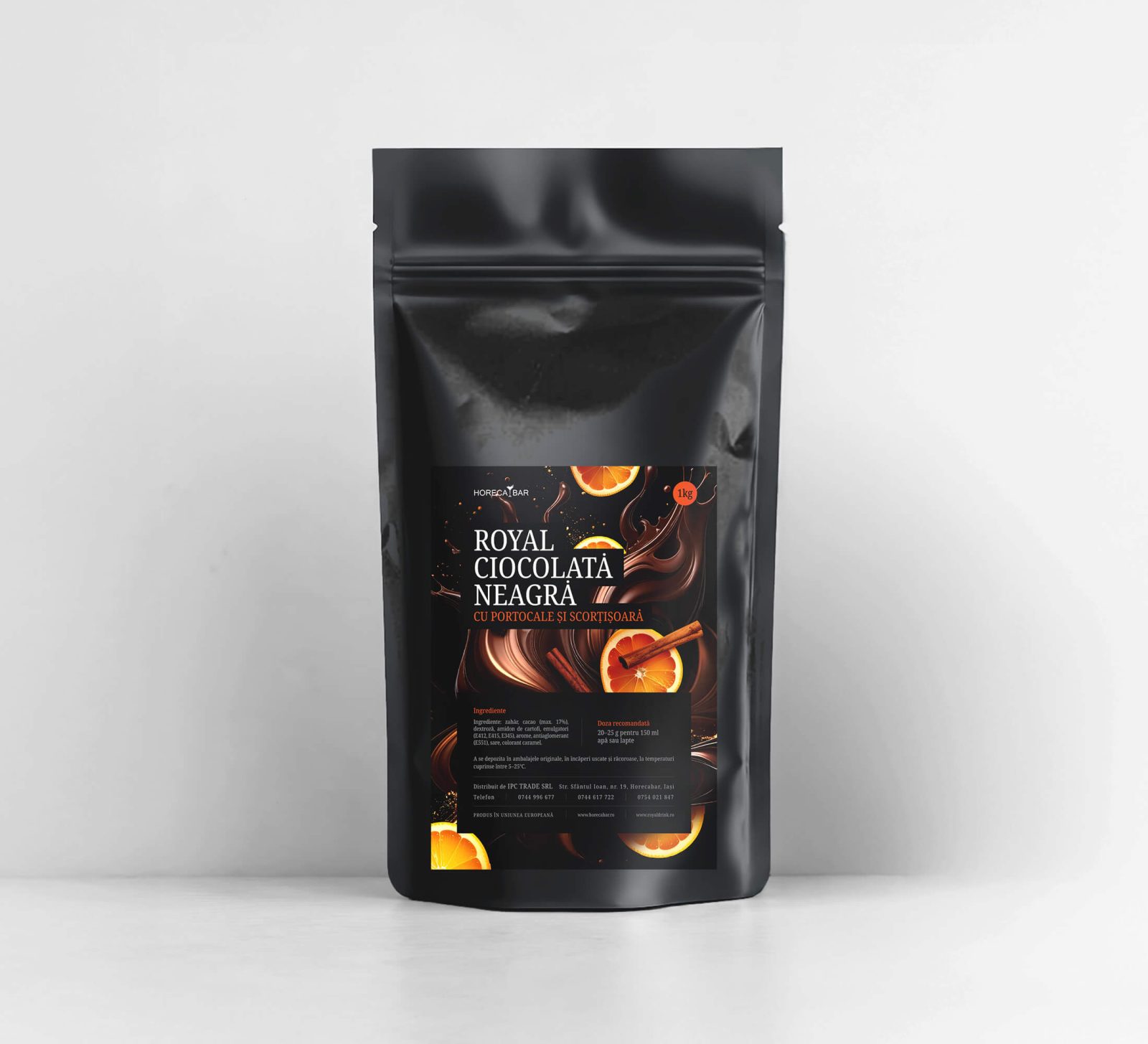 Ciocolată Caldă Neagră cu Portocale și Scorțișoară Royal - 1 kg